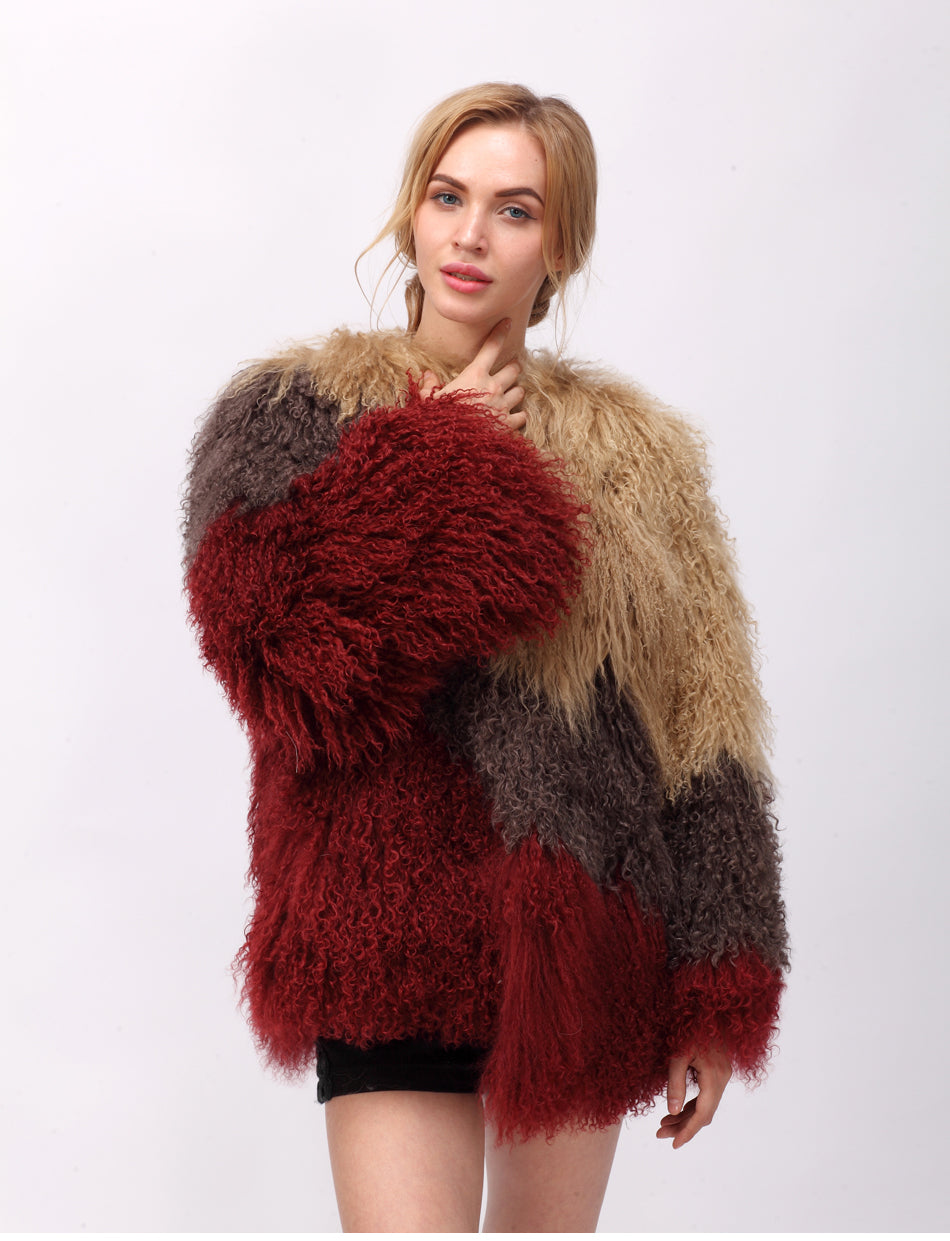 Real Mongolia Sheep Fur Full Pelt Coats (Multi Colors)