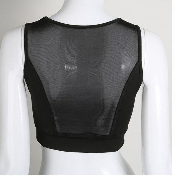 Mesh See Through O Neck Workout Top