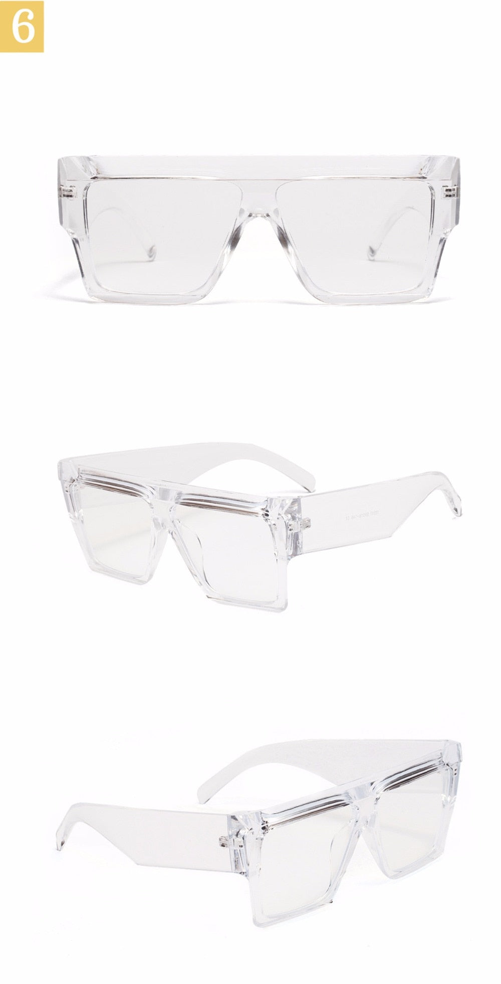 Translucent Square Oversized Flat Top Sunglasses