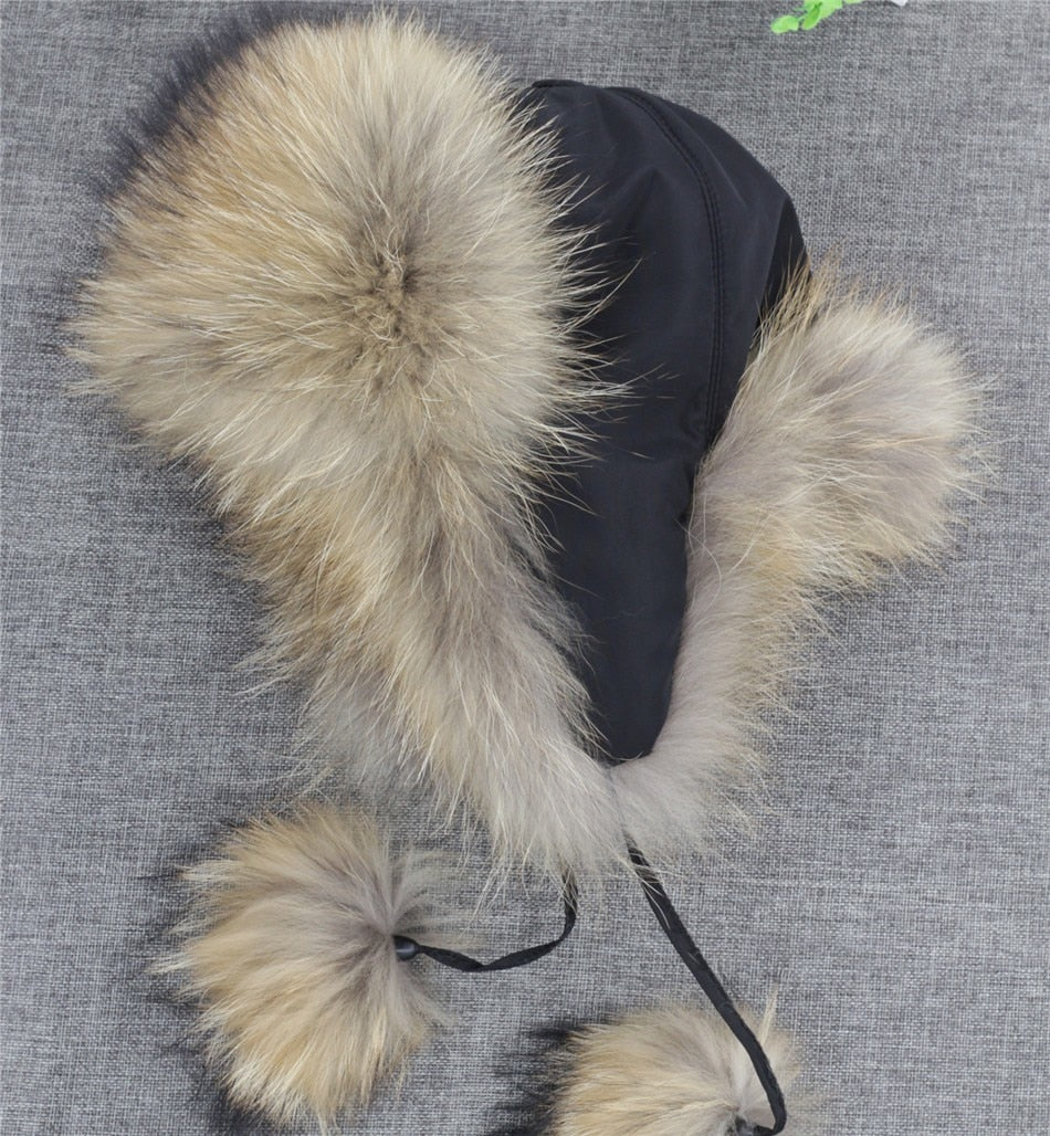 Real Fox Fur Ear Flap Fur Aviator Bomber Hat (Multi-Colors)