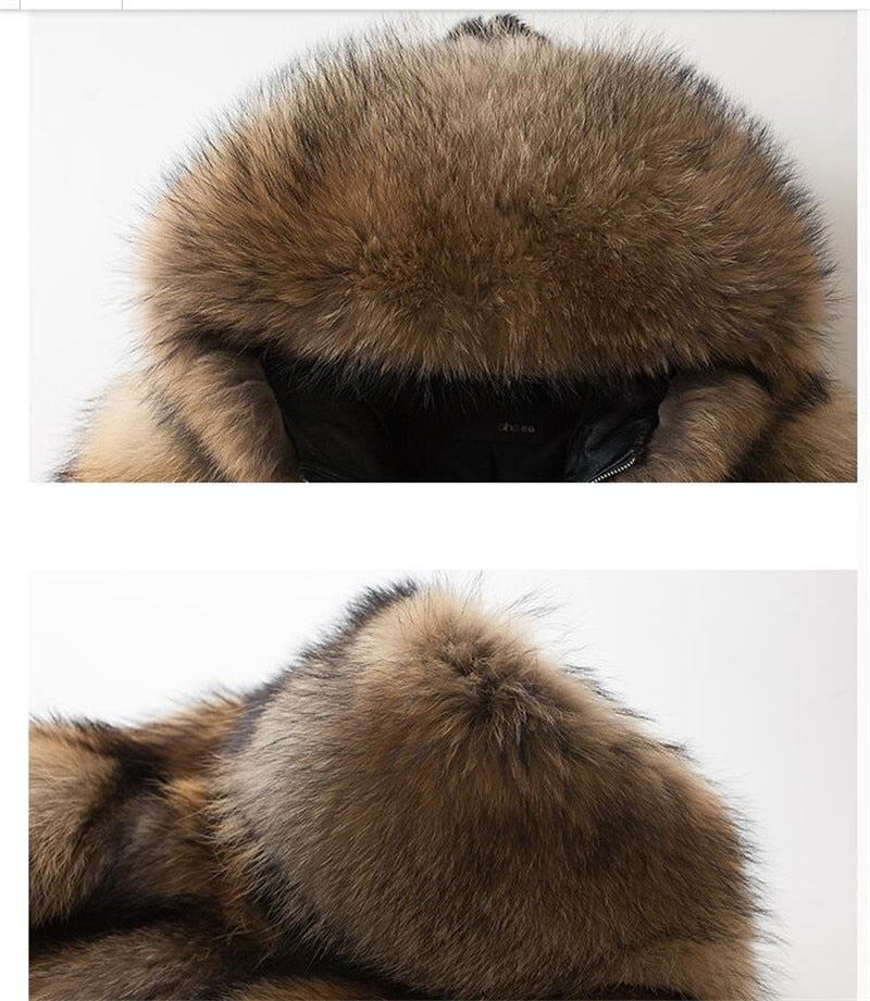 Real Red Fox Fur Thick Hooded Coats
