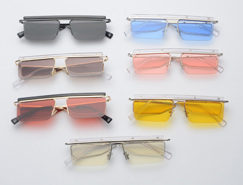 Clear Side Half Lens Square Sunglasses