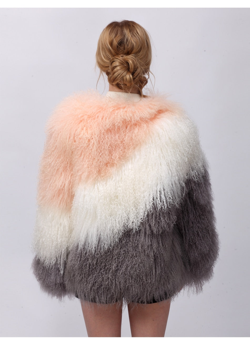 Real Mongolia Sheep Fur Full Pelt Coats (Multi Colors)