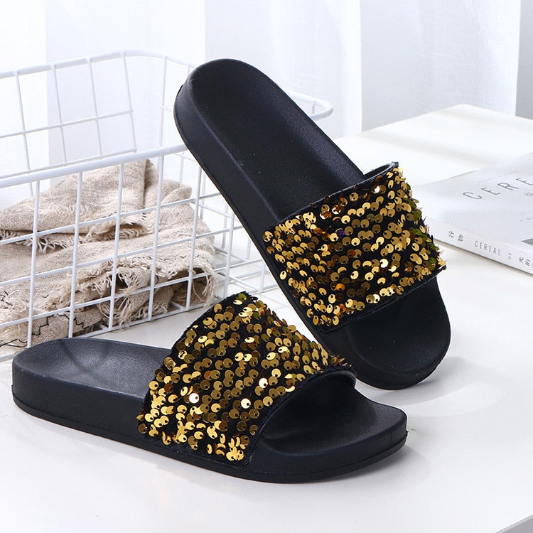 Sequin Slides Sandals (Multi-Colors)