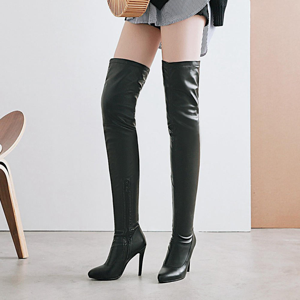Pu Leather Over The Knee Thin High Heel Boots
