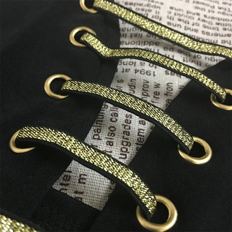 Side Hollow Gold Sparkling Bondage Dresses