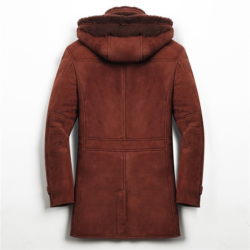 Genuine Leather Real Fur Shearling Hooded Long Coats