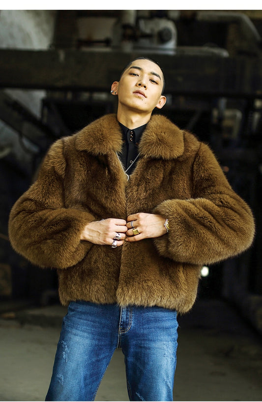Real Fox Fur Turn-down Collar Waist Coats