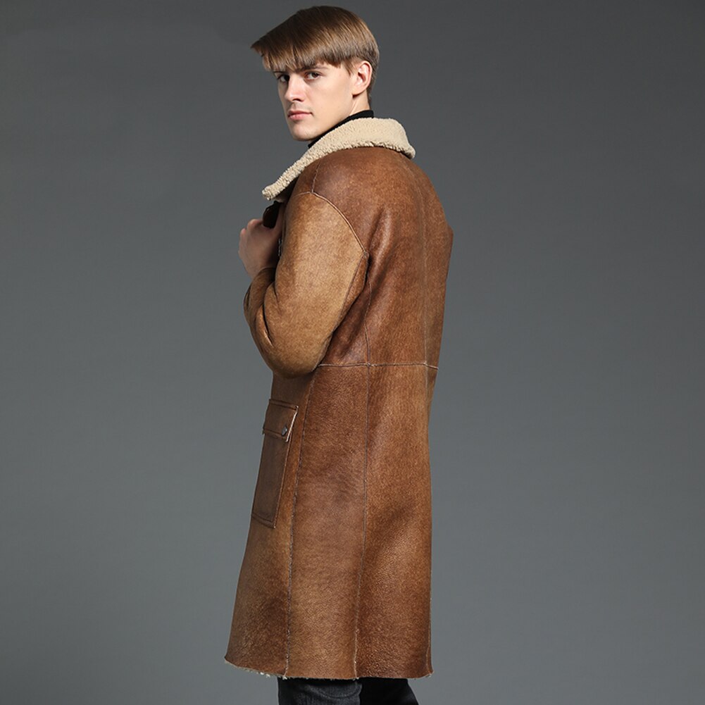 Reversible Genuine Leather Real B3 Shearling Long Coat