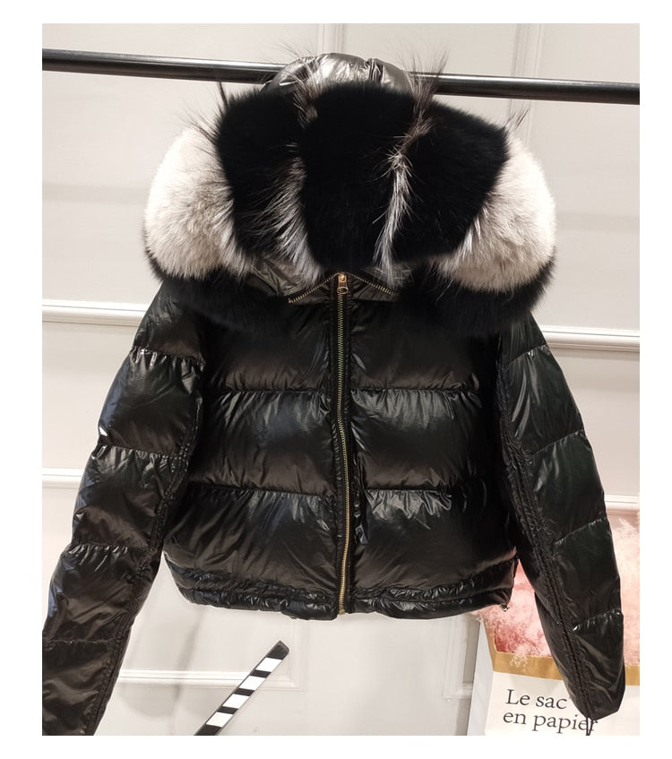 Metallic Real Fox Fur Parka Reversible Puff Jackets (Multi-Colors)