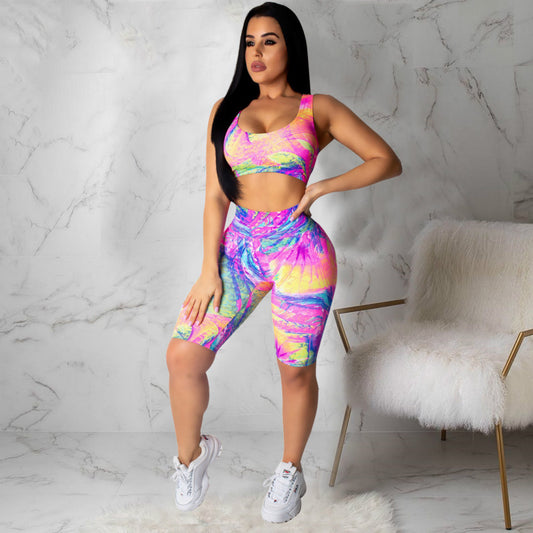 Tie Dye Crop Top and Shorts