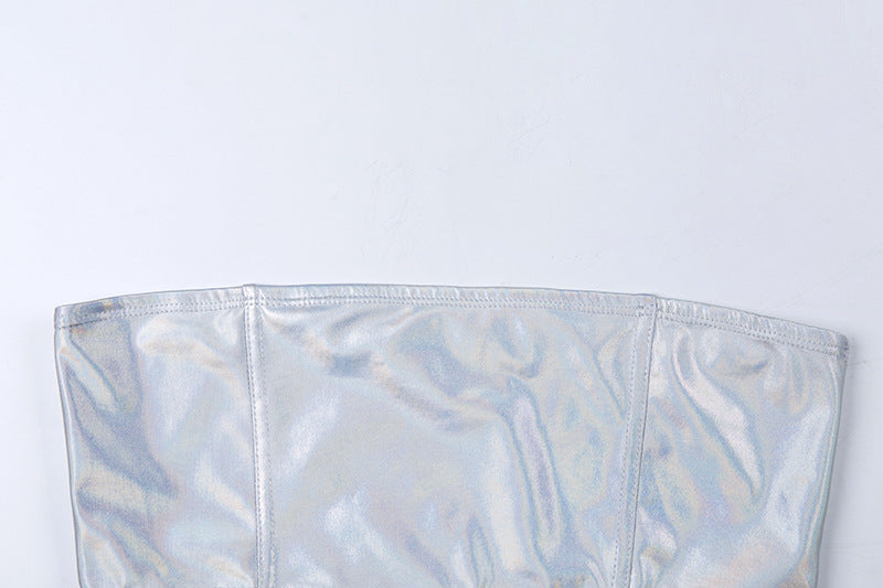 Holographic Crop Top and Mini Skirt Set