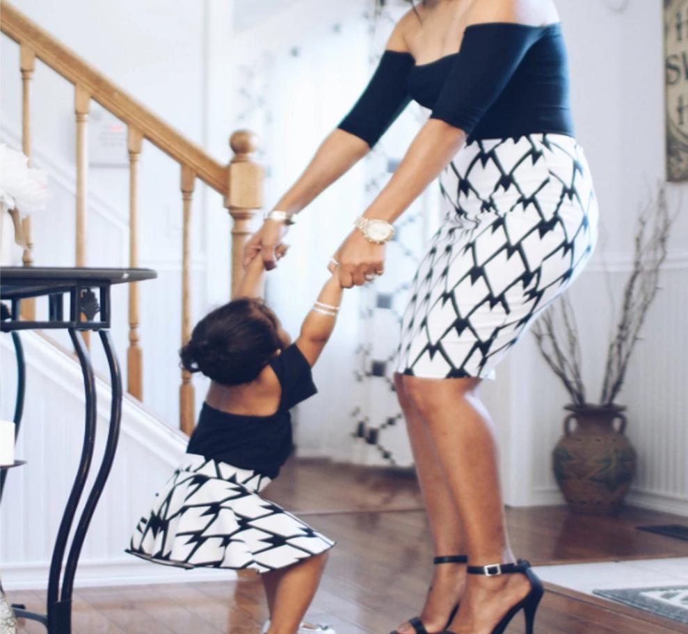 Mother Daughter Matching Off Shoulder Short Sleeve Dresses