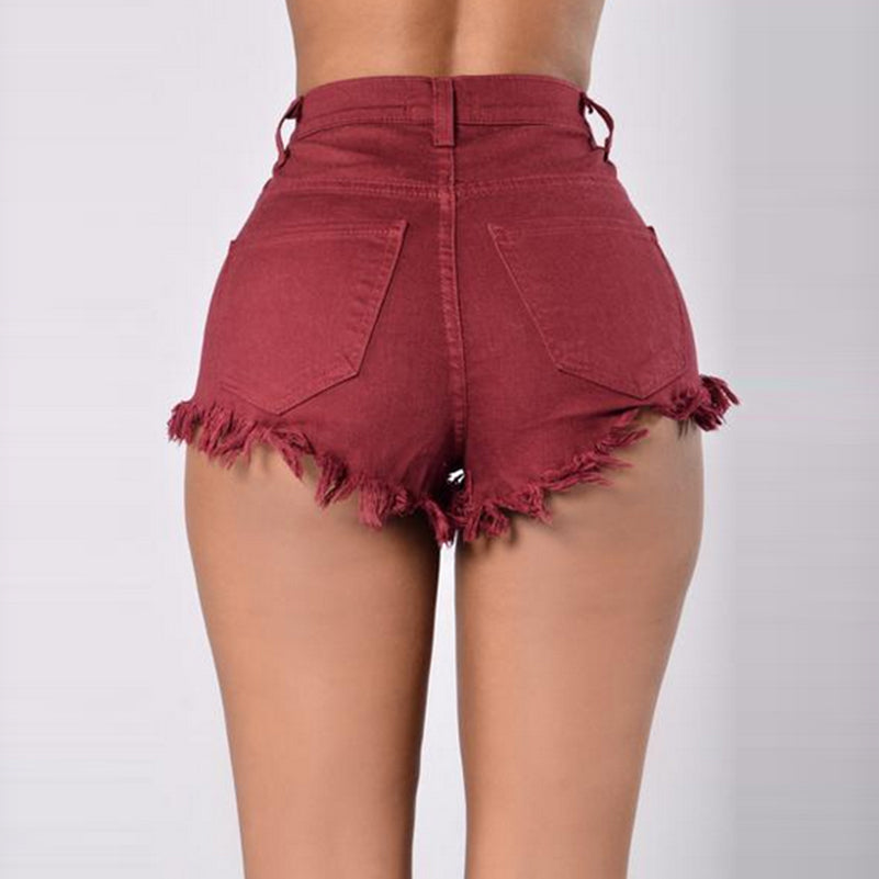 Skinny Tassel High Waist Stretch Shorts