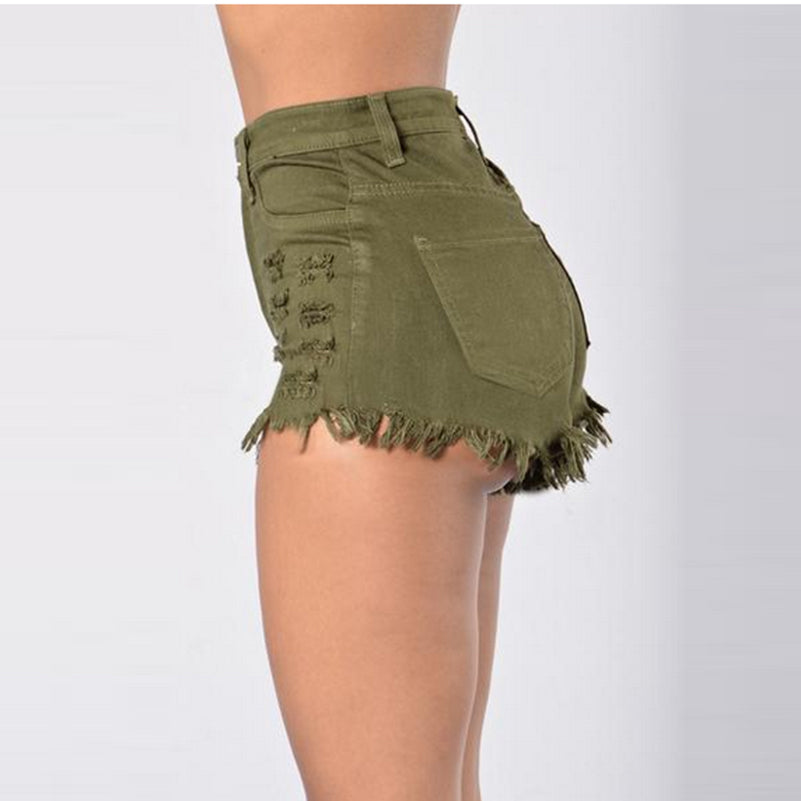 Skinny Tassel High Waist Stretch Shorts