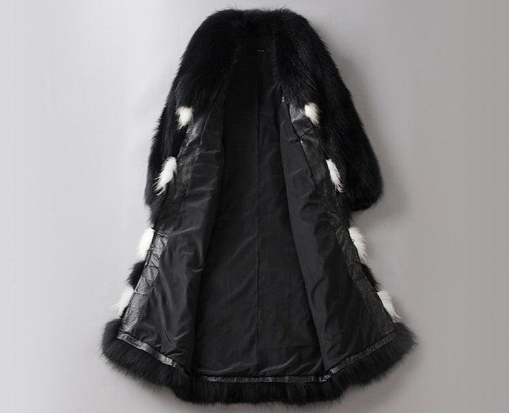 Black & White X-long Real Fur Coats