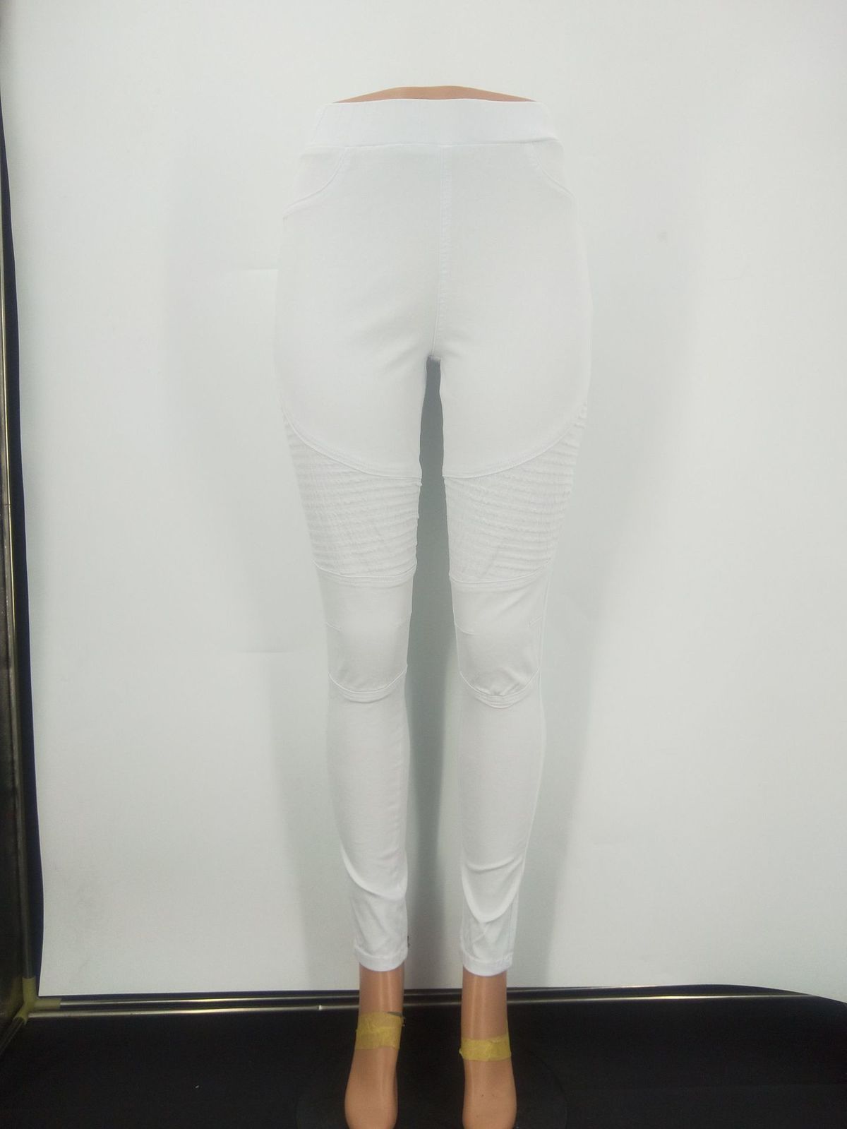 High Waist Pleated White Pencil Pants