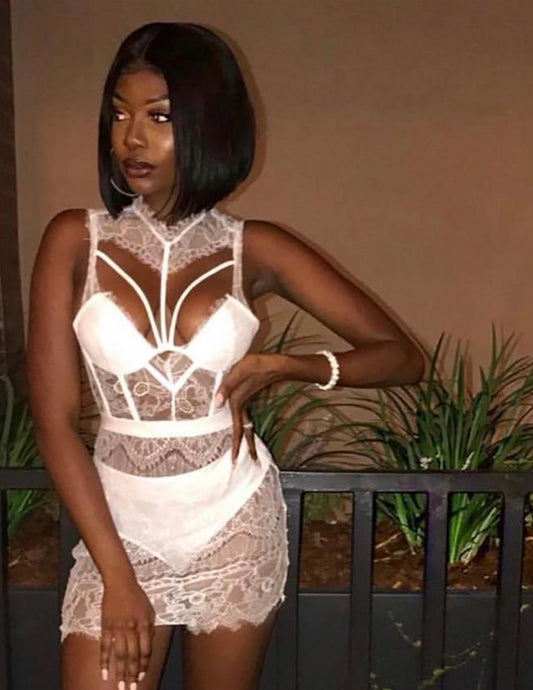 Lace Floral Halter Party Dresses