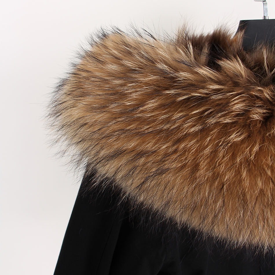 Real Fox Fur Lining and Fox Fur Thick Parka Long Coats