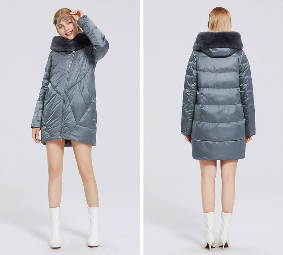 Windproof Cotton Long Puffer Jackets Real Fur Parkas