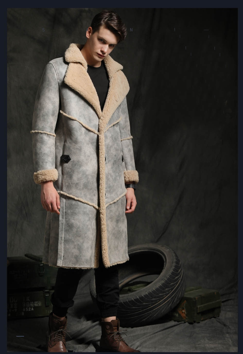 Jungle Brown Real Shearling Fur Long Coat