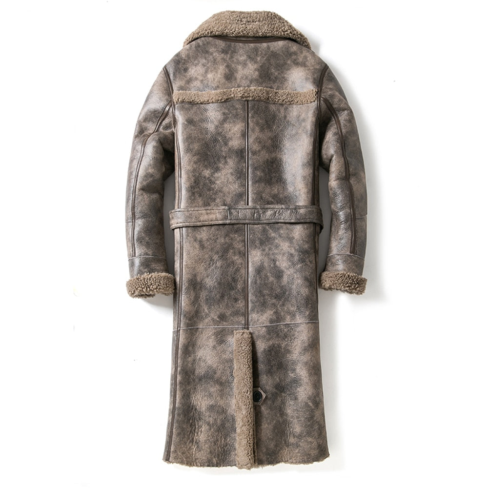 Genuine Leather Real Shearling Fur Trench Coats