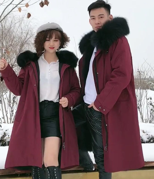 Couple Parkas Long Coats Rabbit Liner