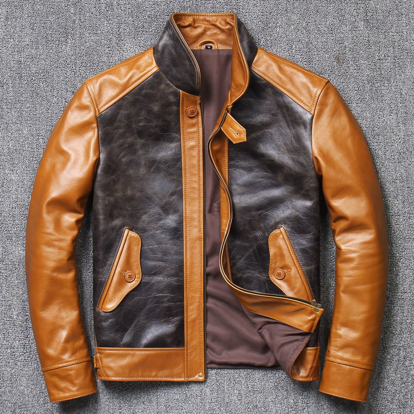 Genuine Leather Jackets Vintage Two-Tone