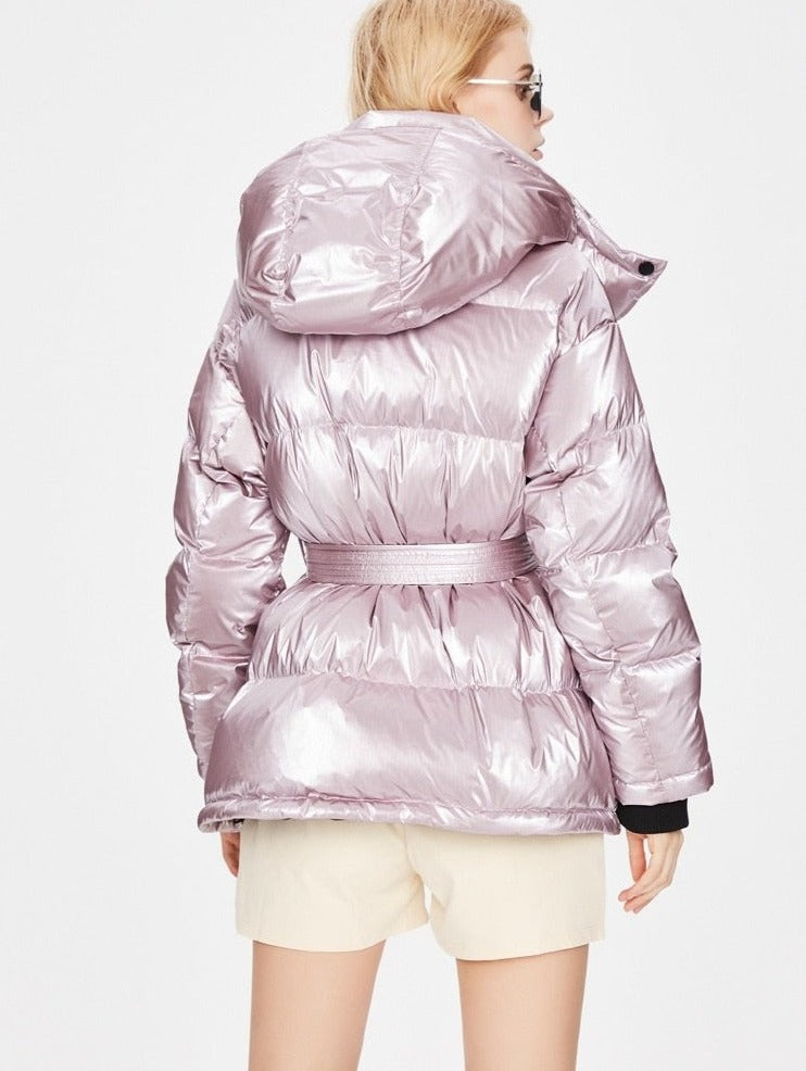 Shiny Hooded Duck Down Puffer Jackets