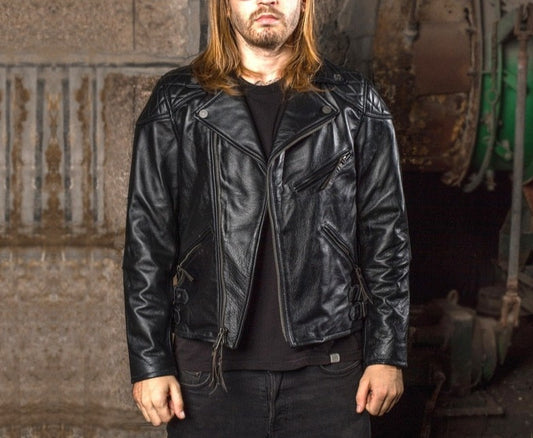 Genuine Leather Jacket Slim Fit Moto