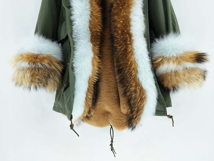 Real Fox Fur Big Collar Cuffs Parka Coats (Multi-Styles/Colors)