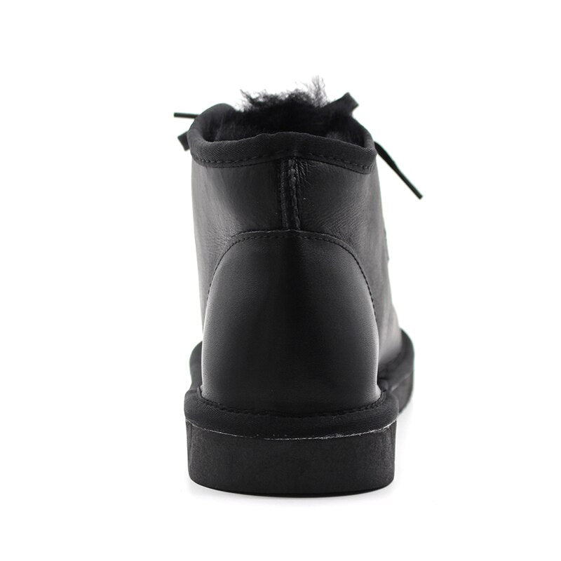 Genuine Leather Ankle Boots Waterproof