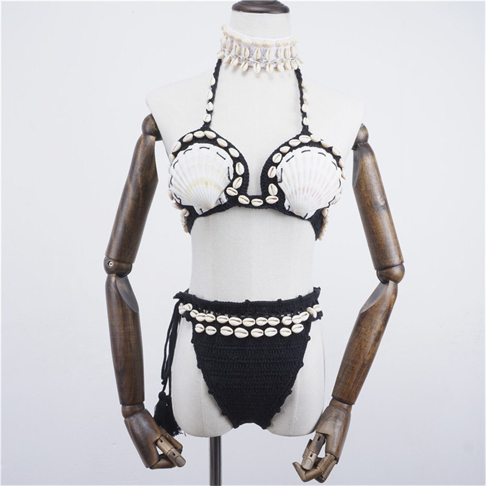 Hand-woven Sea Shell Low Waist Bikini Sets