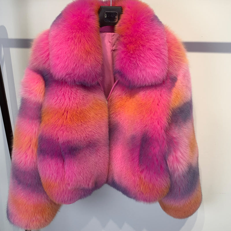 Neon Genuine Fox Fur Short Coats