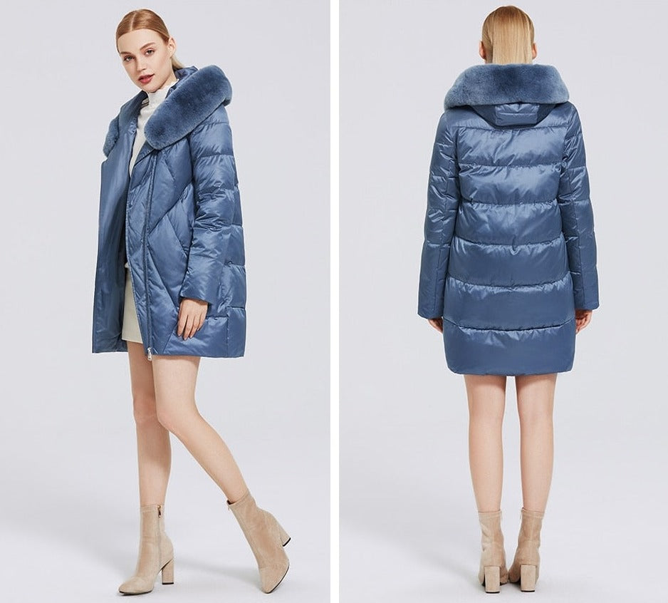 Windproof Cotton Long Puffer Jackets Real Fur Parkas