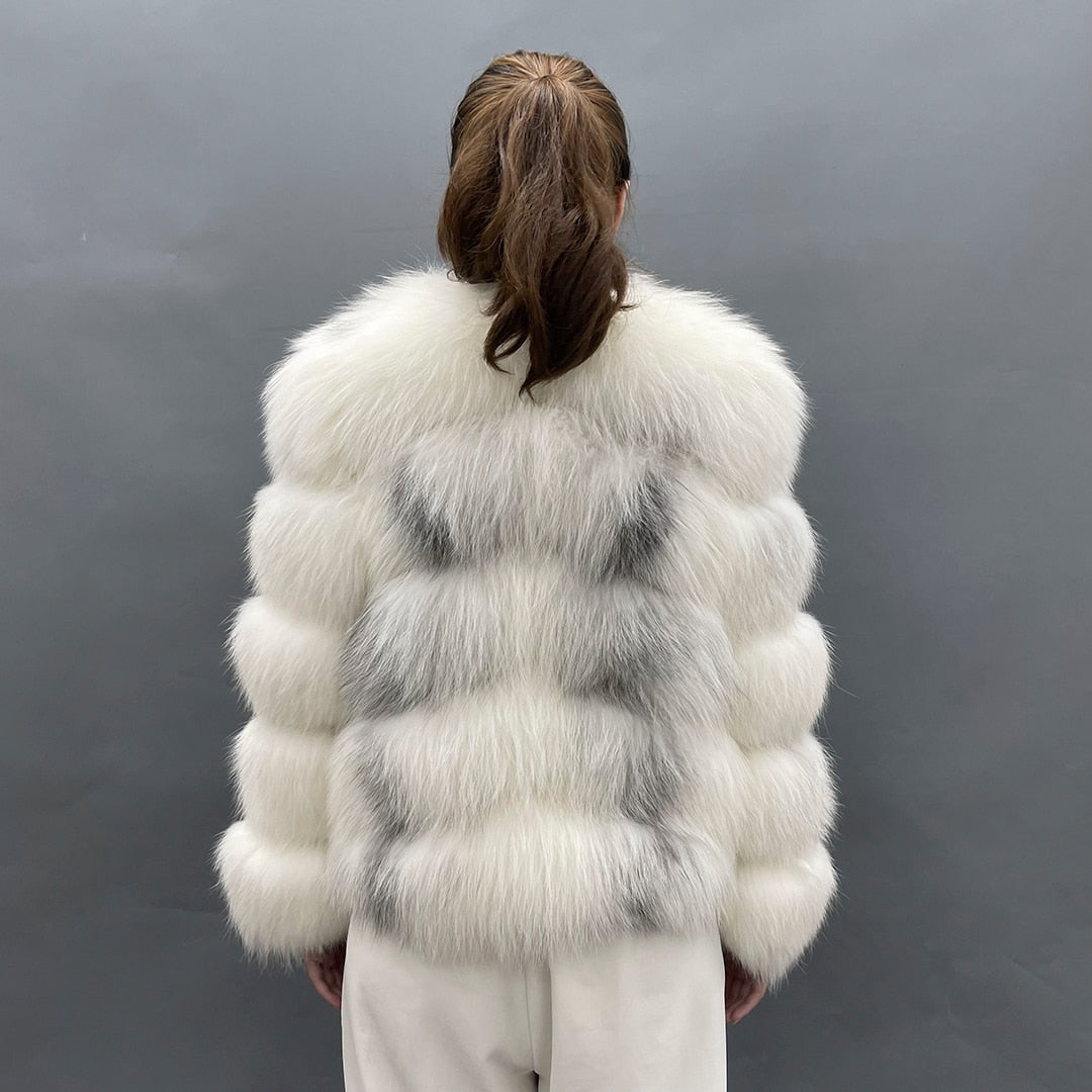 Marble Real Fox Fur Short Coats