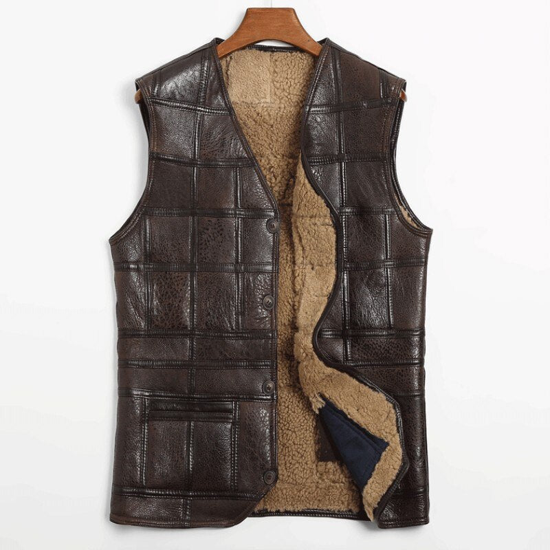 Genuine Leather Vest Shearling Lining