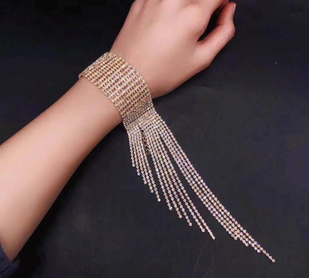 Long Tassel Rhinestone Bracelet