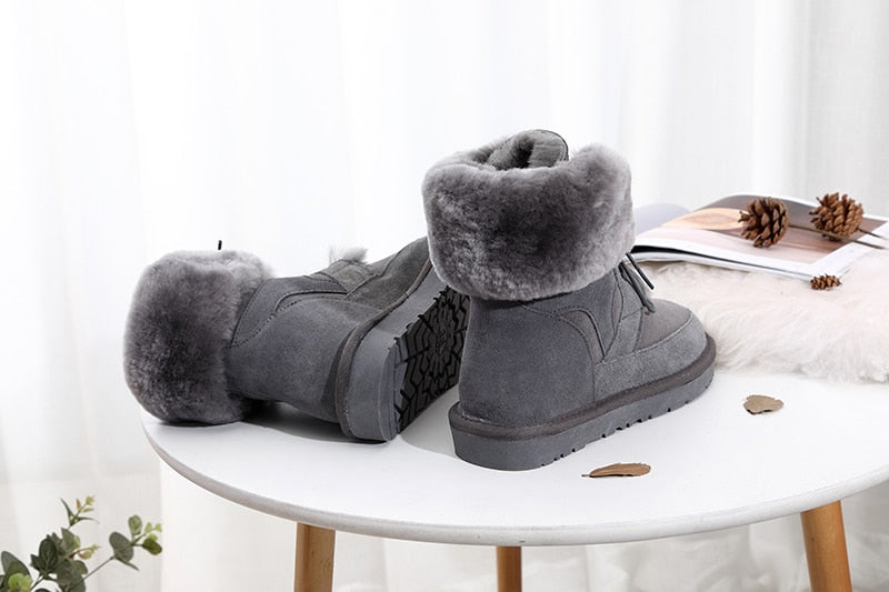 Genuine Sheepskin Leather Natural Shearling Fur Boots (Mutli-Colors)