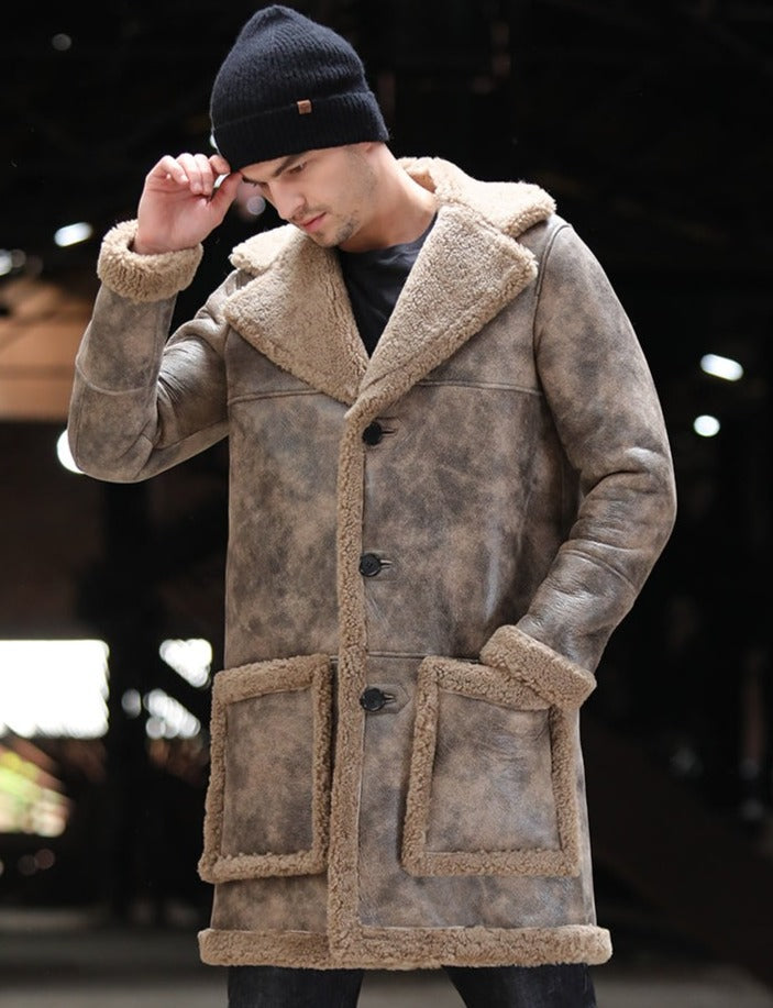 Genuine Leather Coat Shearling Liner Long