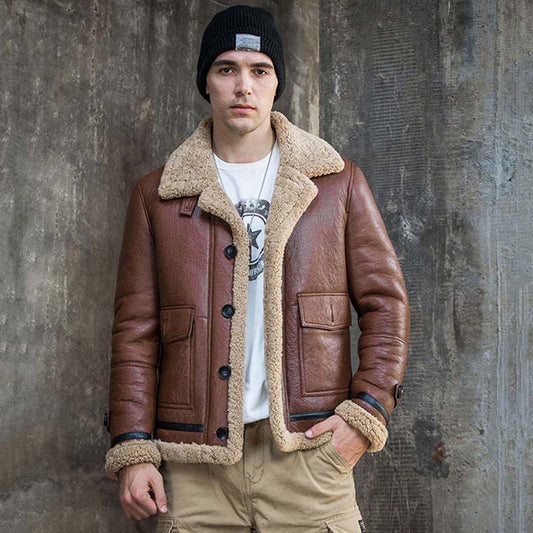 Genuine Leather Real Shearling & Trim Bombers