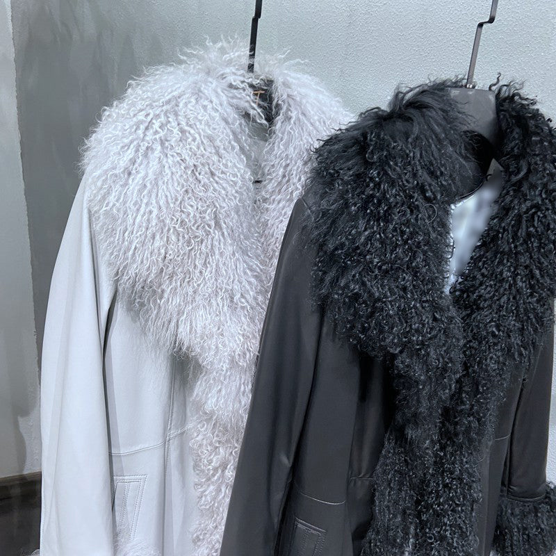 Genuine Leather Shearling Fur X-Long Coats
