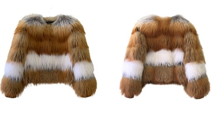 Red & White Real Fur Short Coats