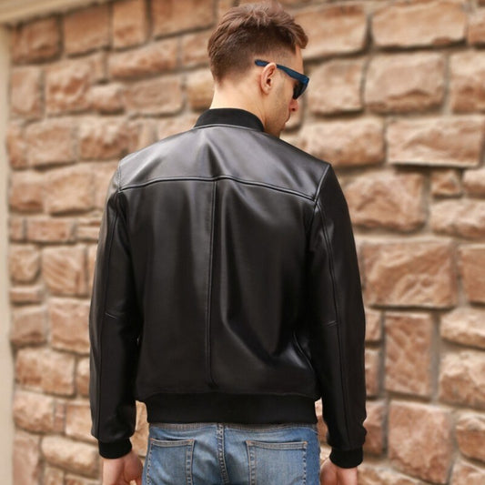 Genuine Leather Jacket Slim Bomber
