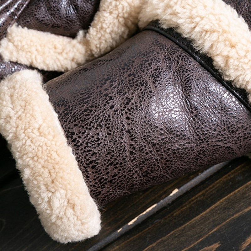 Genuine Leather Loose Lamb Wool Long Coats