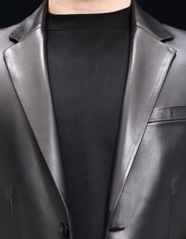 Genuine Leather Classic Blazer Jacket