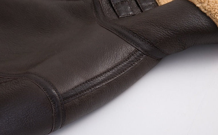 Genuine Leather Moto Jackets B3 Shearling Short