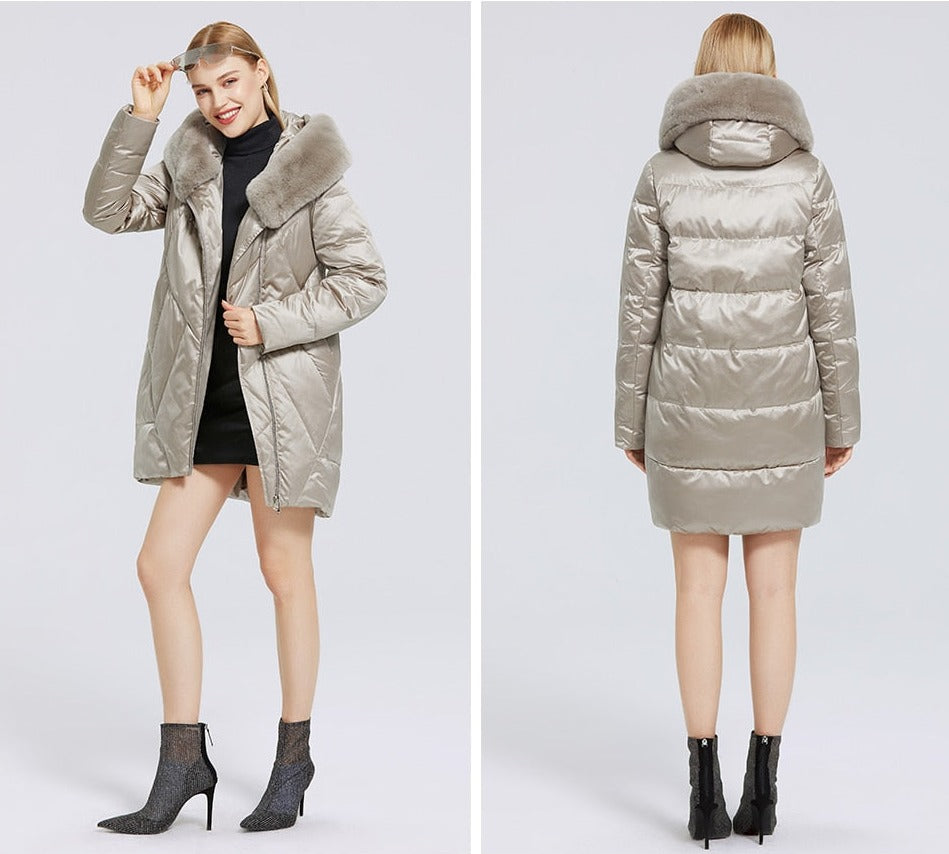 Windproof Cotton Long Puffer Jackets Real Fur Parkas