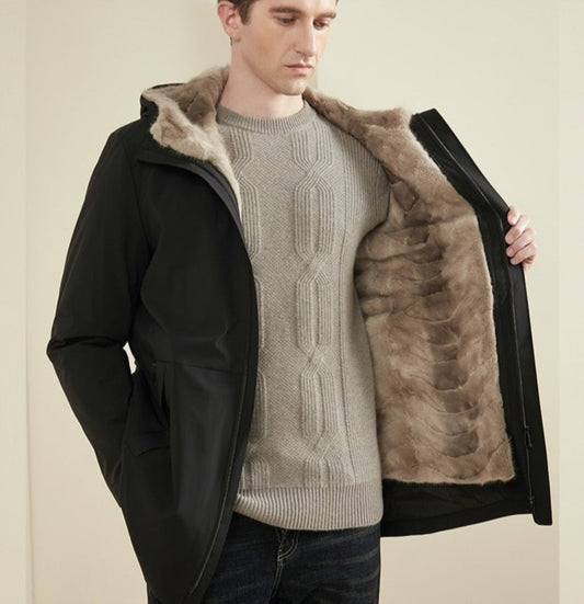 Waterproof Real Mink Liner Hooded Coat