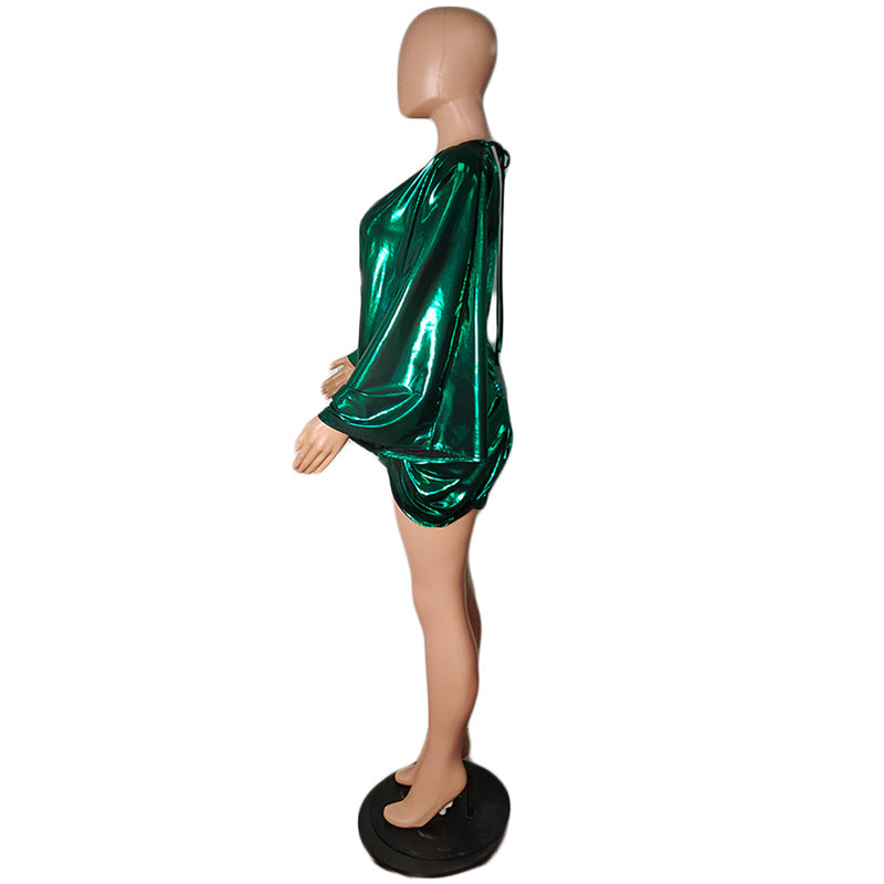 Glitter Metallic Backless Mini Dresses